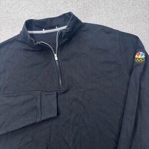 Peter Millar 1/4 Zip Pullover Men L Black NBC Olympics Crown Comfot TAGS REMOVED